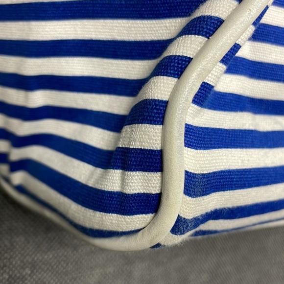 Nautical Navy and White Striped Purse with Bamboo Handles - Picture 4 of 17